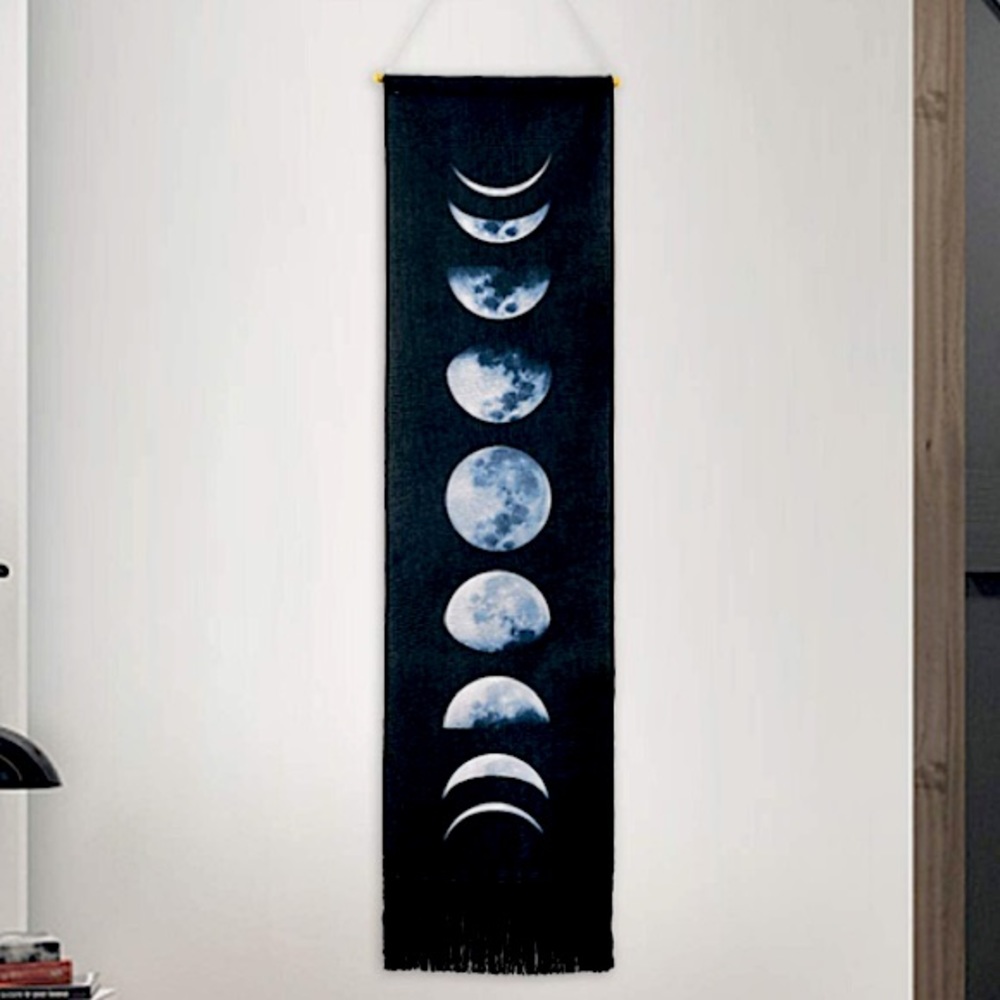Moon Phases Retro Tassel Banner/Tapestry/Wall Art for Teen/Dorm/Living/Bedroom